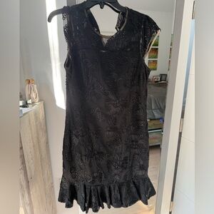 Halston Heritage Black Floral Mini Dress